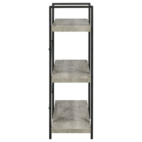 Bookcase - Cole 3-Shelf Bookcase Grey Driftwood and Gunmetal