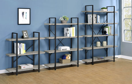 Bookcase - Cole 3-Shelf Bookcase Grey Driftwood and Gunmetal