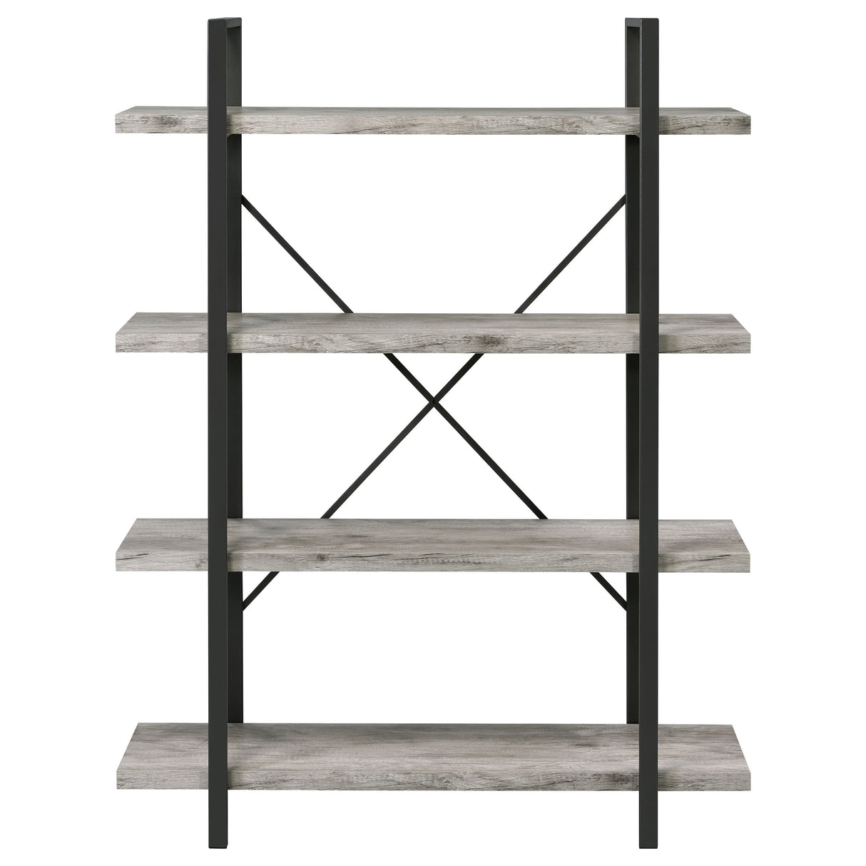 Bookcase - Cole 4-Shelf Bookcase Grey Driftwood and Gunmetal