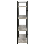 Bookcase - Cole 4-Shelf Bookcase Grey Driftwood and Gunmetal