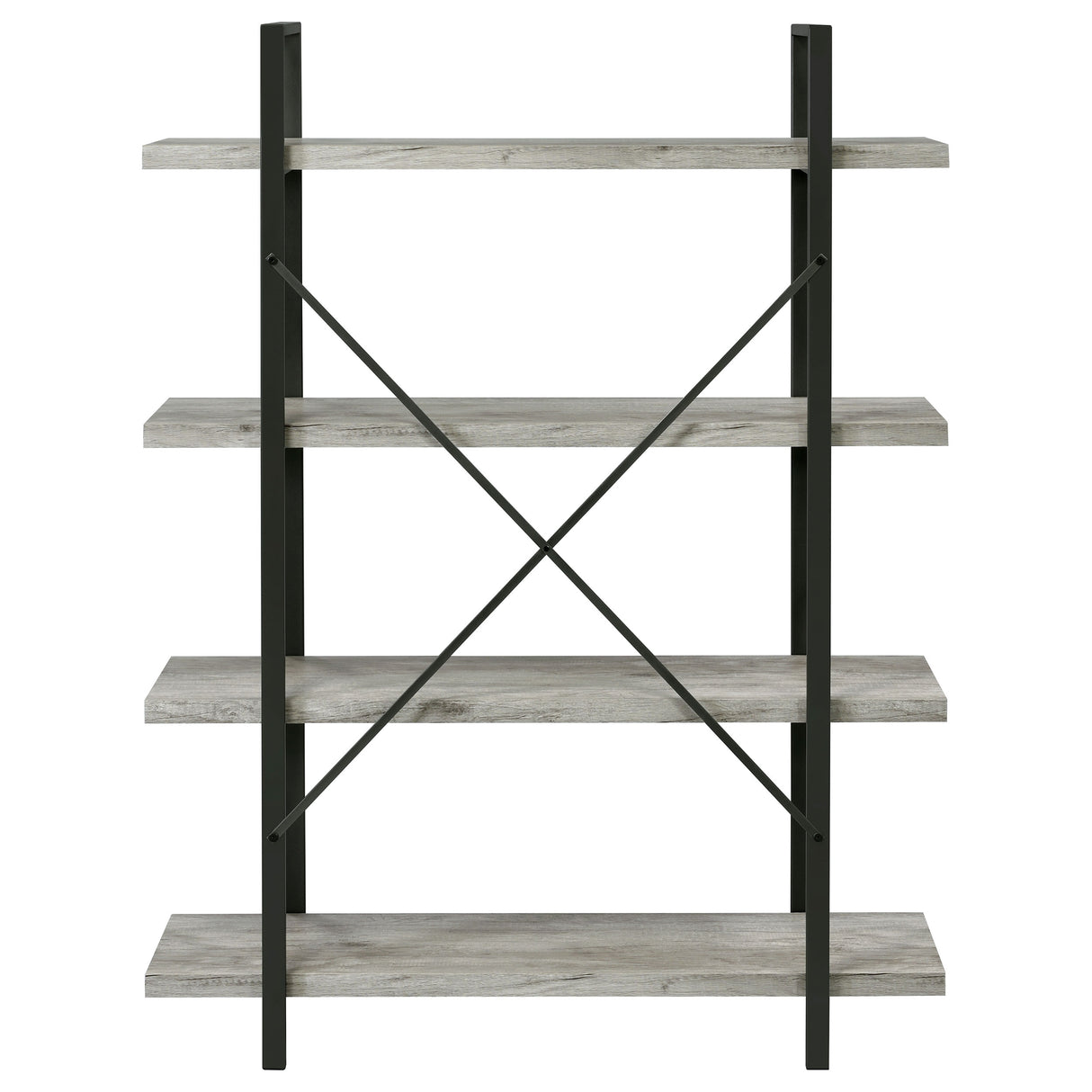 Bookcase - Cole 4-Shelf Bookcase Grey Driftwood and Gunmetal