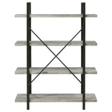 Bookcase - Cole 4-Shelf Bookcase Grey Driftwood and Gunmetal