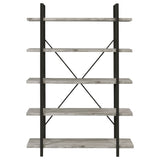 Bookcase - Cole 5-Shelf Bookcase Grey Driftwood and Gunmetal