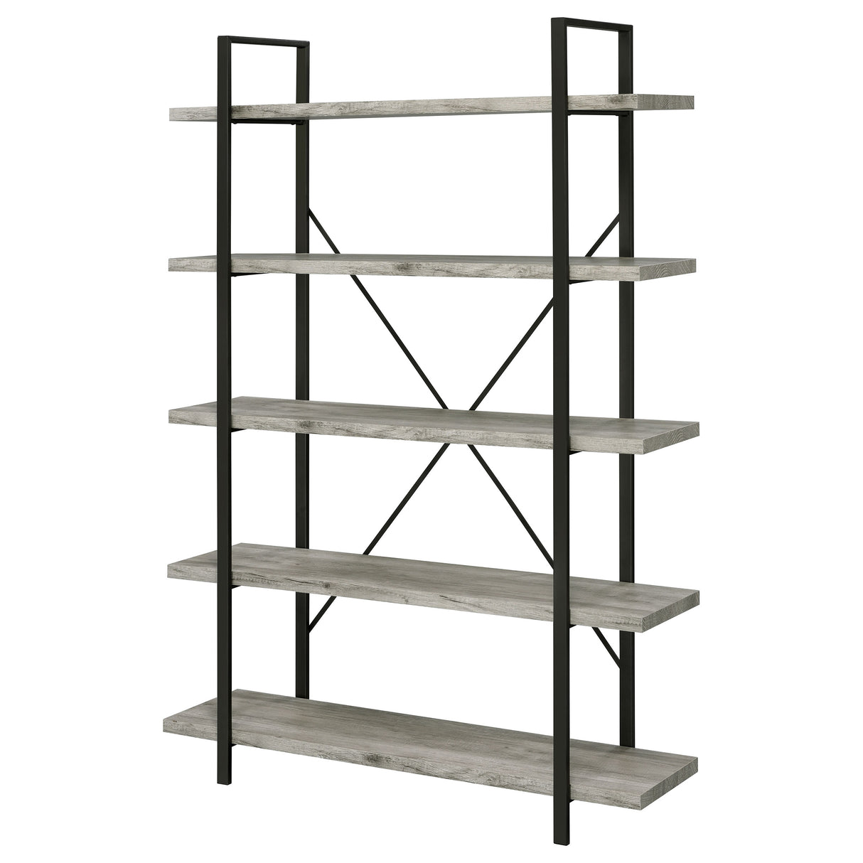 Bookcase - Cole 5-Shelf Bookcase Grey Driftwood and Gunmetal