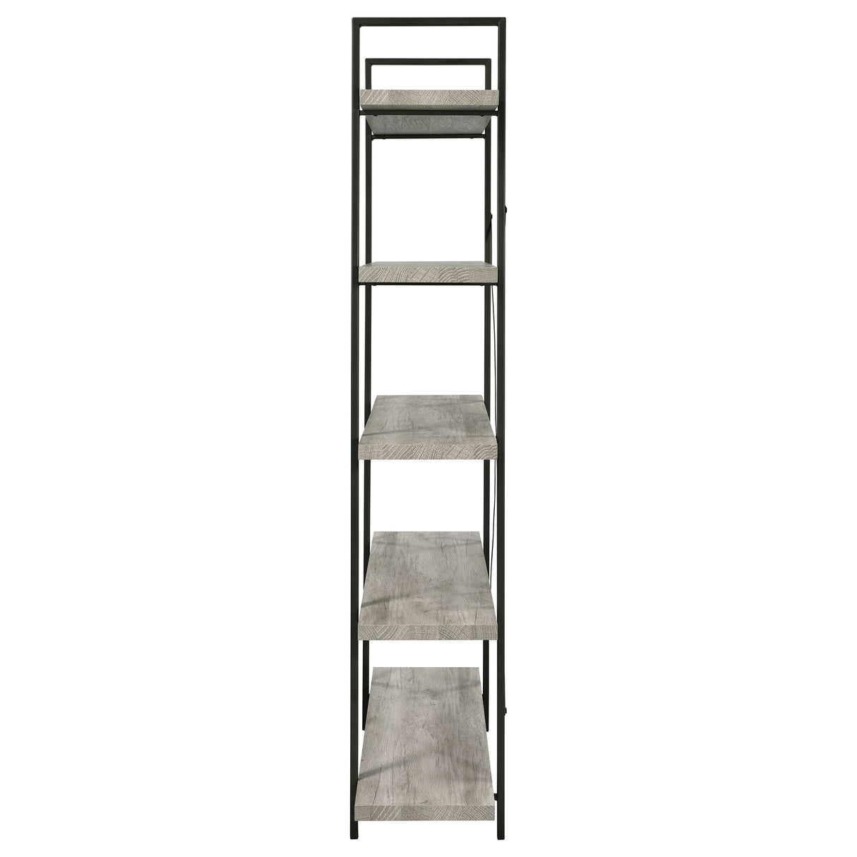 Bookcase - Cole 5-Shelf Bookcase Grey Driftwood and Gunmetal