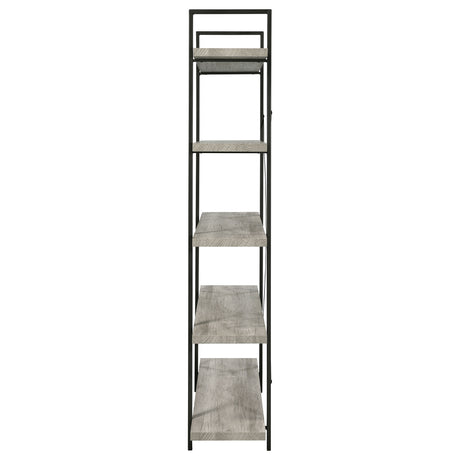 Bookcase - Cole 5-Shelf Bookcase Grey Driftwood and Gunmetal