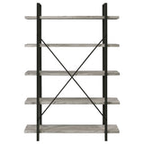 Bookcase - Cole 5-Shelf Bookcase Grey Driftwood and Gunmetal