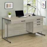 Computer Desk - Loomis 4-drawer Rectangular Office Desk Whitewashed Grey and Gunmetal