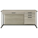 Computer Desk - Loomis 4-drawer Rectangular Office Desk Whitewashed Grey and Gunmetal