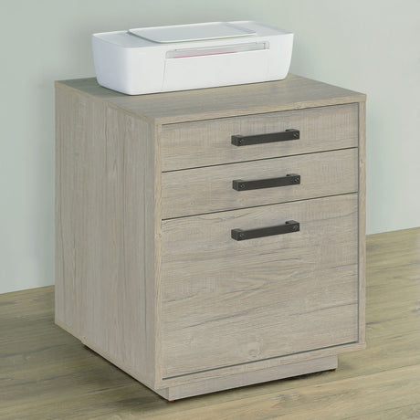 File Cabinet - Loomis 3-drawer Square File Cabinet Whitewashed Grey