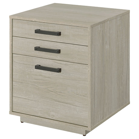 File Cabinet - Loomis 3-drawer Square File Cabinet Whitewashed Grey