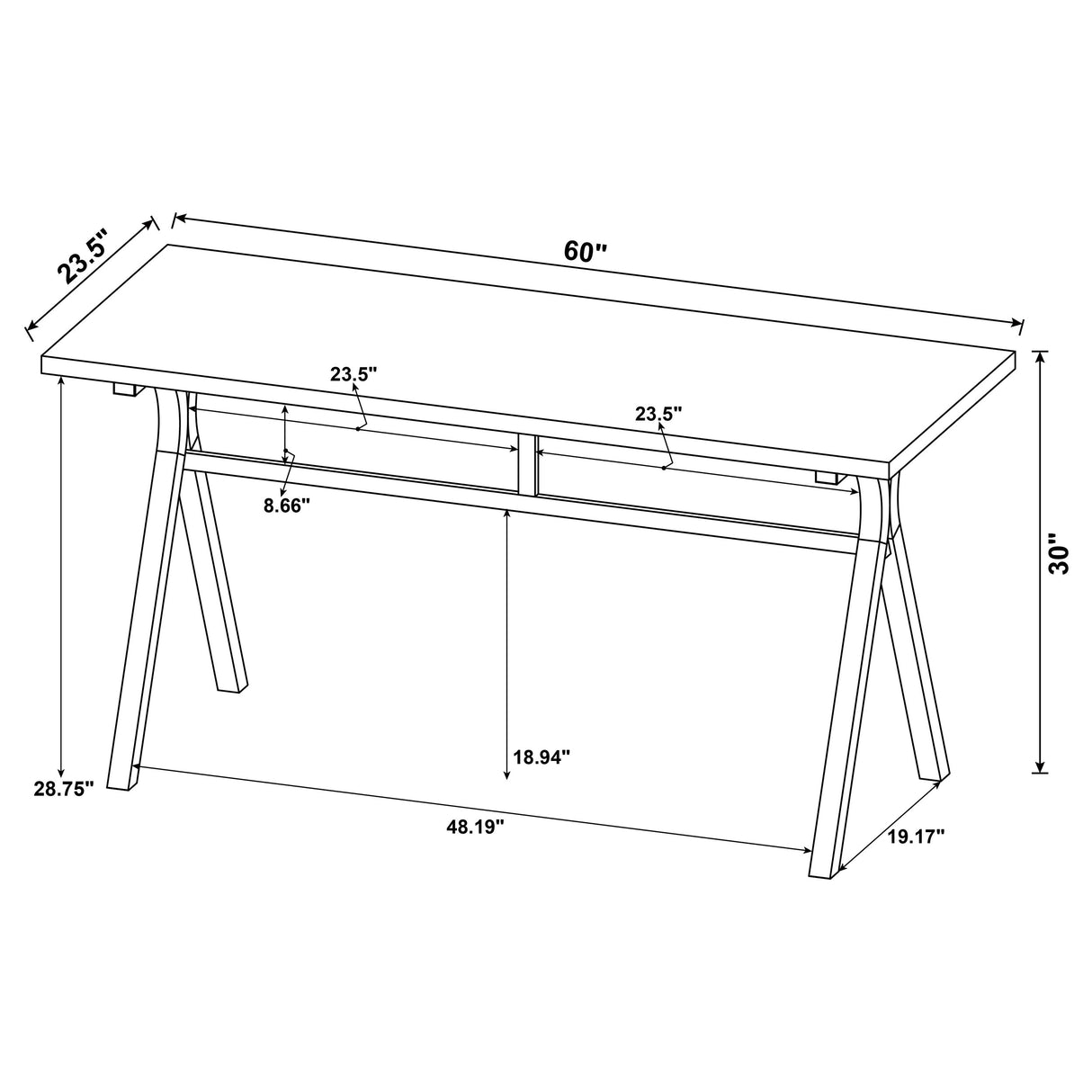 Writing Desk - Tatum Rectangular Writing Desk Cement and Gunmetal