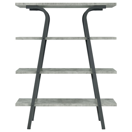 Bookcase - Tatum 4-tier Rectangular Bookcase Cement and Gunmetal