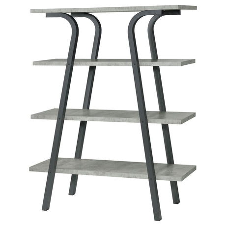 Bookcase - Tatum 4-tier Rectangular Bookcase Cement and Gunmetal