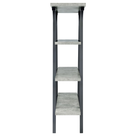 Bookcase - Tatum 4-tier Rectangular Bookcase Cement and Gunmetal