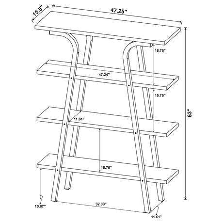 Bookcase - Tatum 4-tier Rectangular Bookcase Cement and Gunmetal