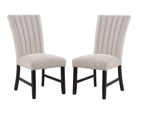 Beautiful Genuine Marble Top Dining Table 6x Side Chairs Gray Boucle Fabric Upholstered Chair Dining Room 7pc Set Wooden Furniture - sold by Home Elegance USA