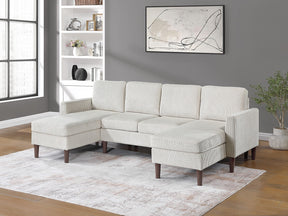 3pc Sectional Set RAF/LAF Chaise Armless Loveseat Beige Color Corduroy Couch Relax Modern Comfort Living Room