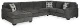 Ashley Smoke Ballinasloe 80703S1 3 - Piece Sectional with Chaise - Chenille | Home Elegance USA