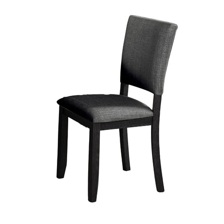 Contemporary Style 5pc Dining Set Kitchen Dinette Dark Gray Upholstered Fabric Chairs Round Table Pedestal Base Table 4x Side Chairs Dining Room - sold by Home Elegance USA
