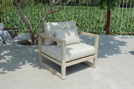 VIG Furniture - Renava Calm Outdoor Grey and Acacia Sofa Set