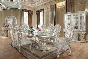 HD-8088 9pc Traditional Dining Table Set in Metallic Silver | Homey Design - Home Elegance USA