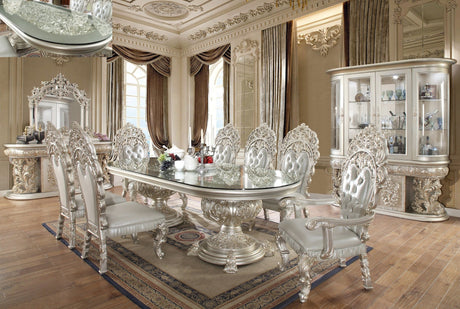 HD-8088 9pc Traditional Dining Table Set in Metallic Silver | Homey Design - Home Elegance USA