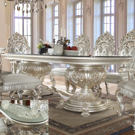 HD-8088 9pc Traditional Dining Table Set in Metallic Silver | Homey Design - Home Elegance USA