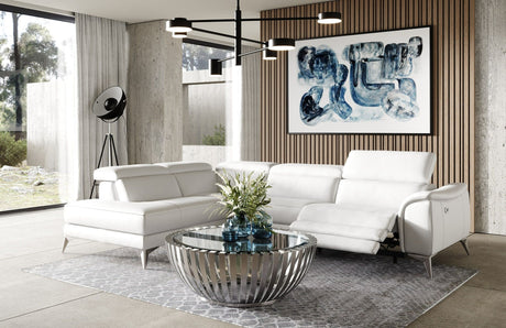 Lamod Italian Monte Carlo Modern White Leather Left Facing Sectional | VIG