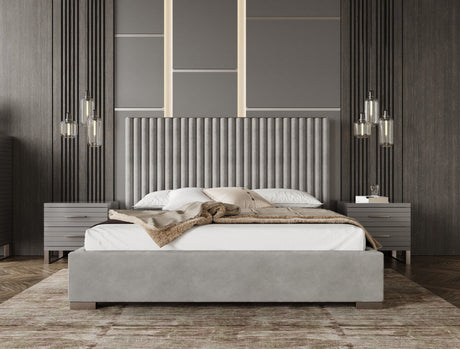 Splendor Silver & Grey Velvet Upholstered King Platform Bed Set – VIG Furniture - sold by Home Elegance USA