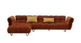 Divani Casa Jacinda - Modern Burnt Orange Fabric Left Facing Sectional Sofa + 2 Yellow Pillows | Home Elegance USA