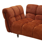 Modern Burnt Orange Fabric Left Facing Sectional Sofa + 2 Yellow Pillows