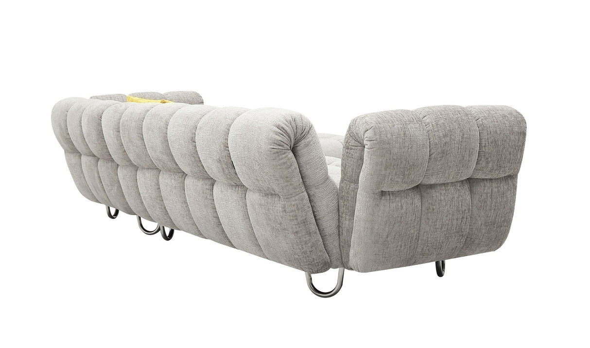Divani Casa Jacinda - Modern Grey Fabric Right Facing Sectional Sofa with 2 Yellow Pillows - Home Elegance USA
