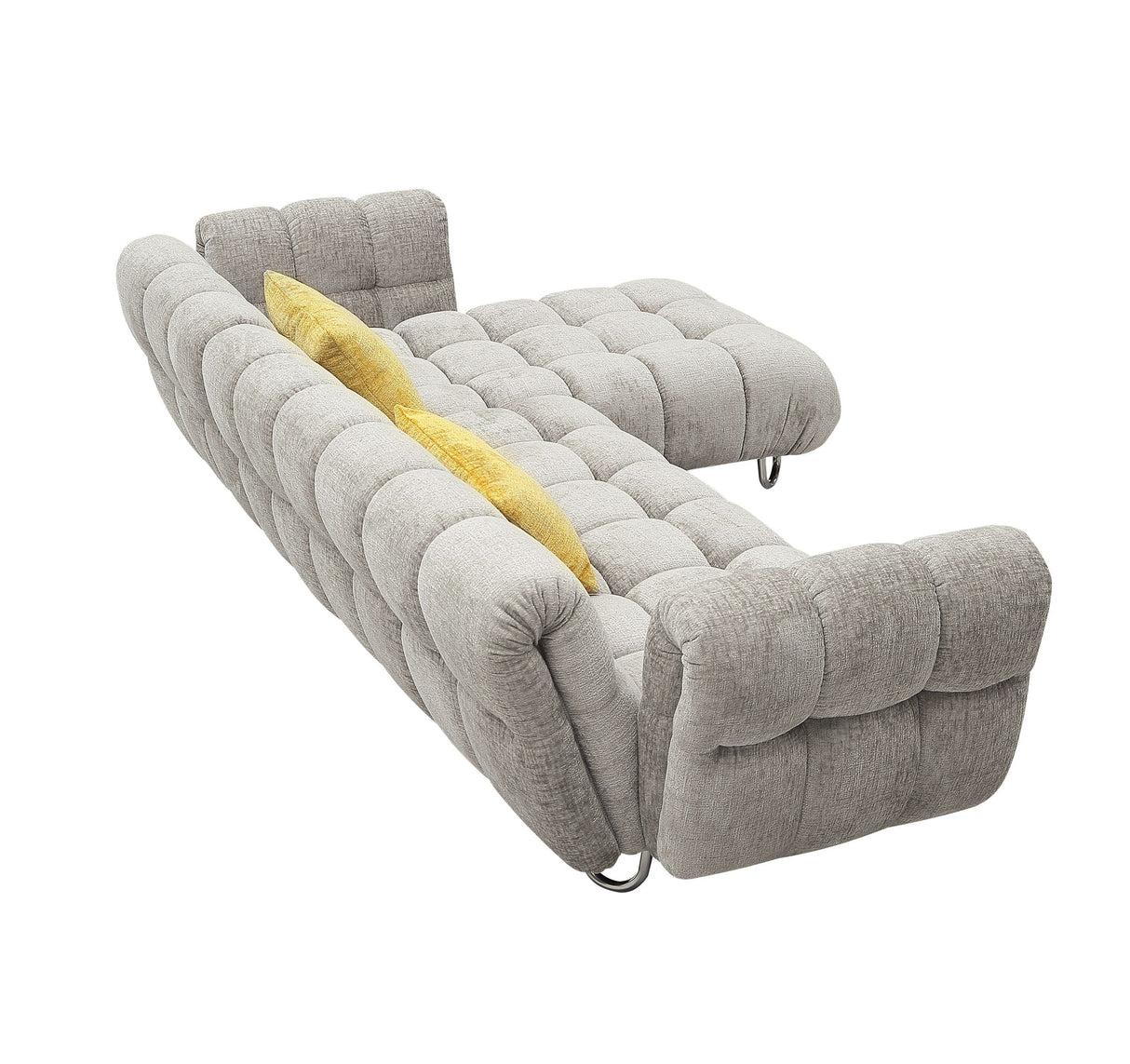 Divani Casa Jacinda - Modern Grey Fabric Right Facing Sectional Sofa with 2 Yellow Pillows - Home Elegance USA