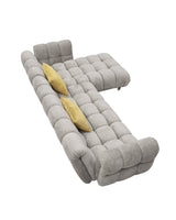 Divani Casa Jacinda - Modern Grey Fabric Right Facing Sectional Sofa with 2 Yellow Pillows - Home Elegance USA