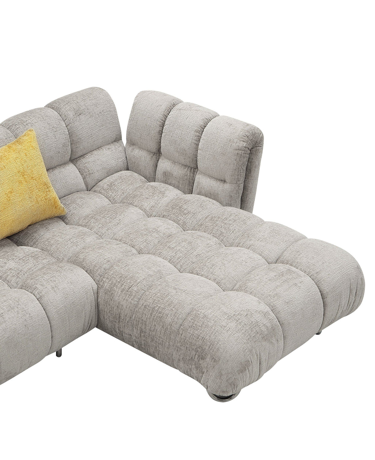 Divani Casa Jacinda - Modern Grey Fabric Right Facing Sectional Sofa with 2 Yellow Pillows - Home Elegance USA