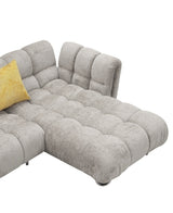 Divani Casa Jacinda - Modern Grey Fabric Right Facing Sectional Sofa with 2 Yellow Pillows - Home Elegance USA