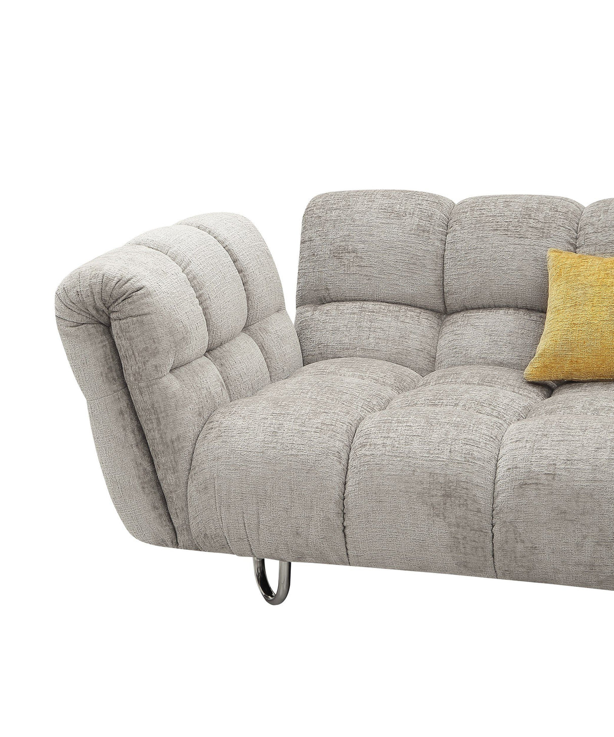 Divani Casa Jacinda - Modern Grey Fabric Right Facing Sectional Sofa with 2 Yellow Pillows - Home Elegance USA