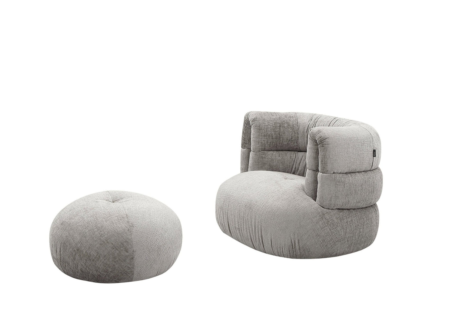 Divani Casa Shay - Modern Grey Fabric Accent Chair + Ottoman | Home Elegance USA
