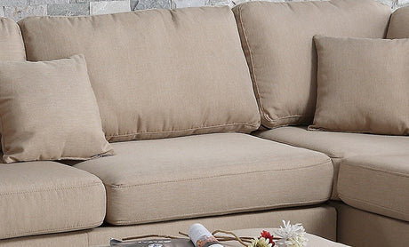 Sand Color 3pcs Sectional Living Room Furniture Reversible Chaise Sofa And Ottoman Polyfiber Linen Like Fabric Cushion Couch - sold by Home Elegance USA