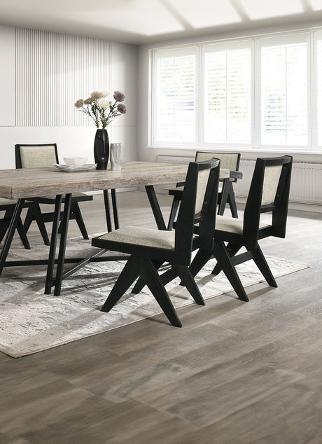 Contemporary 7pc Black Dining Set Rubber wood Dining Table w 2x Arm Chairs And 4x Side Chairs - sold by Home Elegance USA