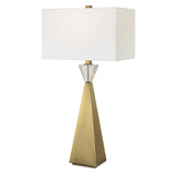 Arete Modern Brass Table Lamp - Gold / White by Uttermost - View 1