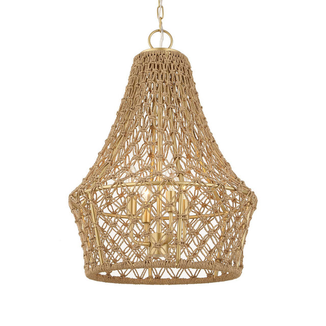 Macrame 4 Light Rope Pendant - Light Brown by Uttermost - View 1