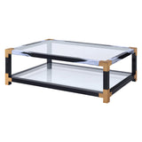 Acme - Lafty Coffee Table 81000 Clear Glass & White Brushed Finish