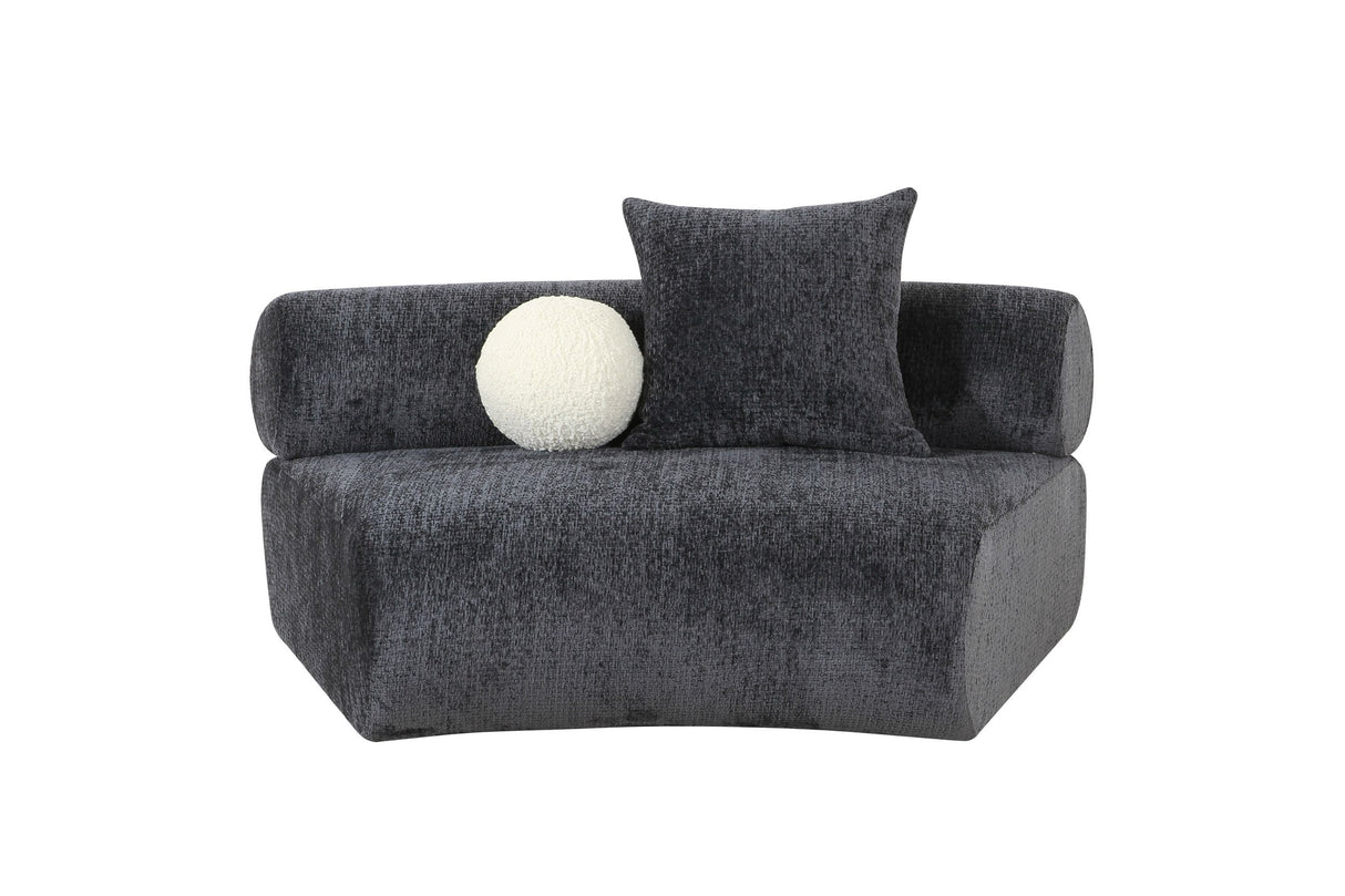 Divani Casa Simpson - Contemporary Dark Grey Fabric Curved Modular Sectional Sofa with Throw Pillows - Home Elegance USA