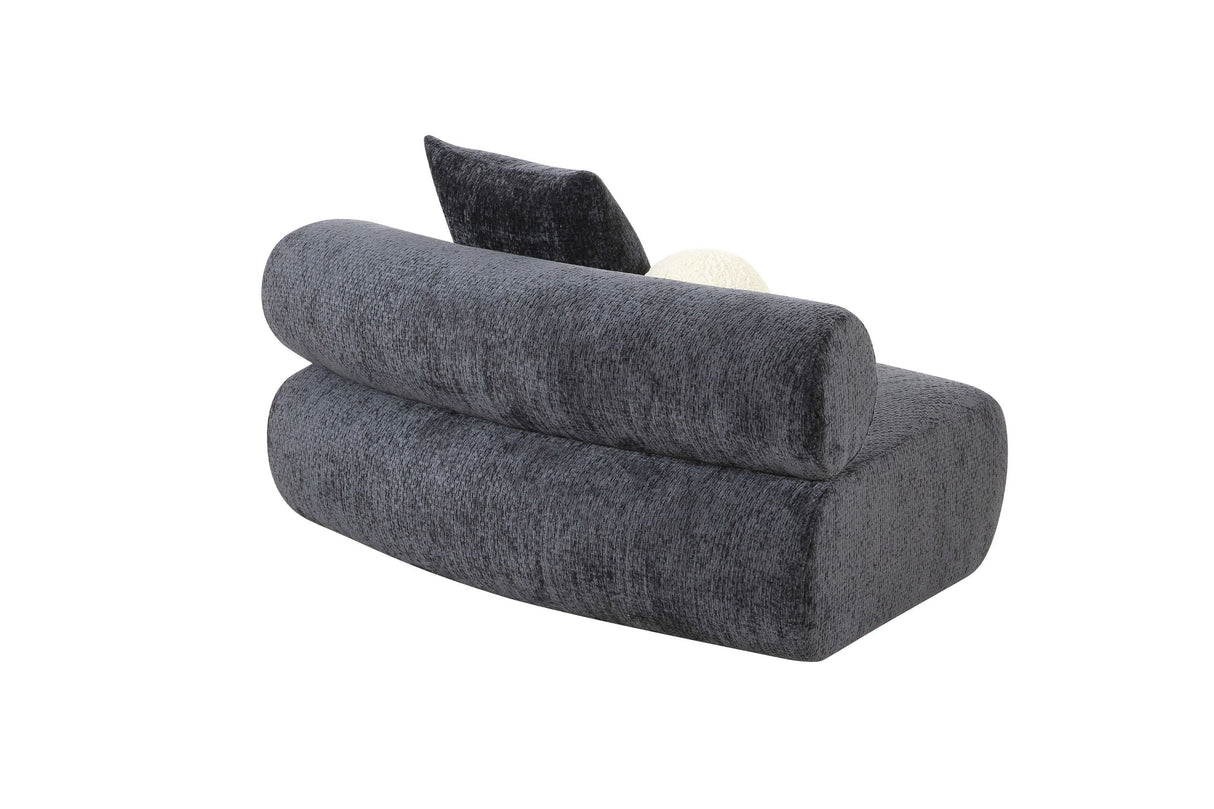 Divani Casa Simpson - Contemporary Dark Grey Fabric Curved Modular Sectional Sofa with Throw Pillows - Home Elegance USA