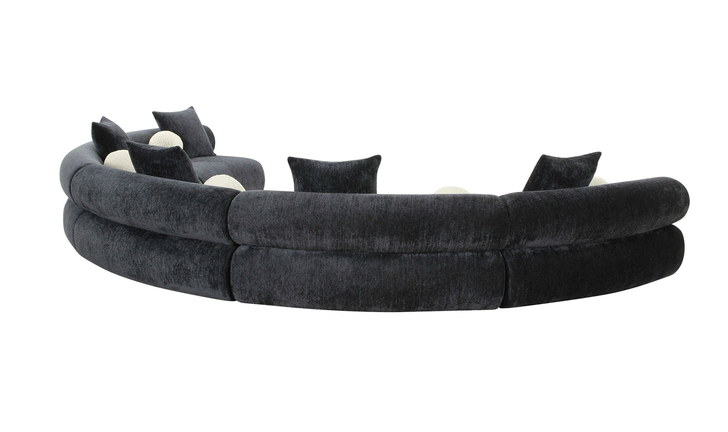 Divani Casa Simpson - Contemporary Dark Grey Fabric Curved Modular Sectional Sofa with Throw Pillows - Home Elegance USA