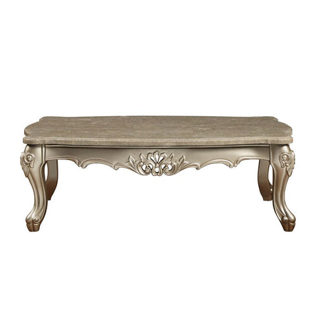 Acme - Ranita Coffee Table 81040 Marble Top & Champagne Finish