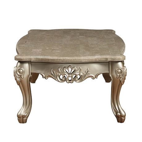 Acme - Ranita Coffee Table 81040 Marble Top & Champagne Finish