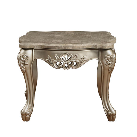 Acme - Ranita End Table 81042 Marble Top & Champagne Finish